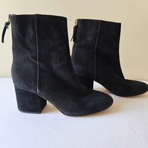 J. Crew Women's Ankle Booties, Size 7 Black Suede Sadie Chunky Heel